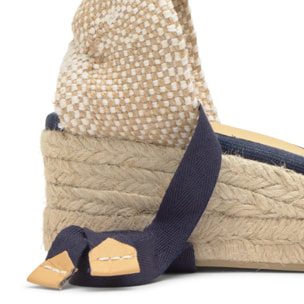 Alpargata de cuña 3 cm en lona de algodón con pulsera y hebilla