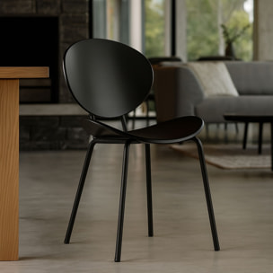 Lot de 2 chaises en bois et pieds en métal noir GASPARD