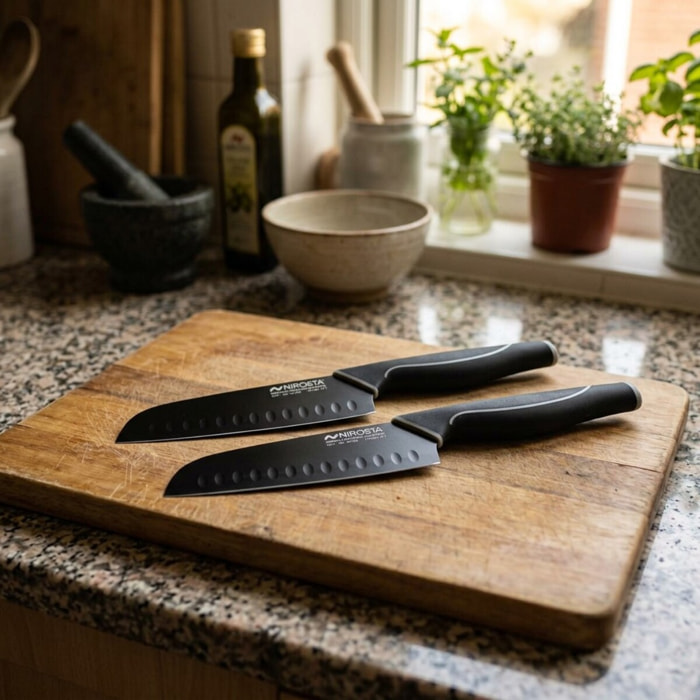 Set de 2 couteaux de chef 16 cm en acier inoxydable Nirosta Black Edition
