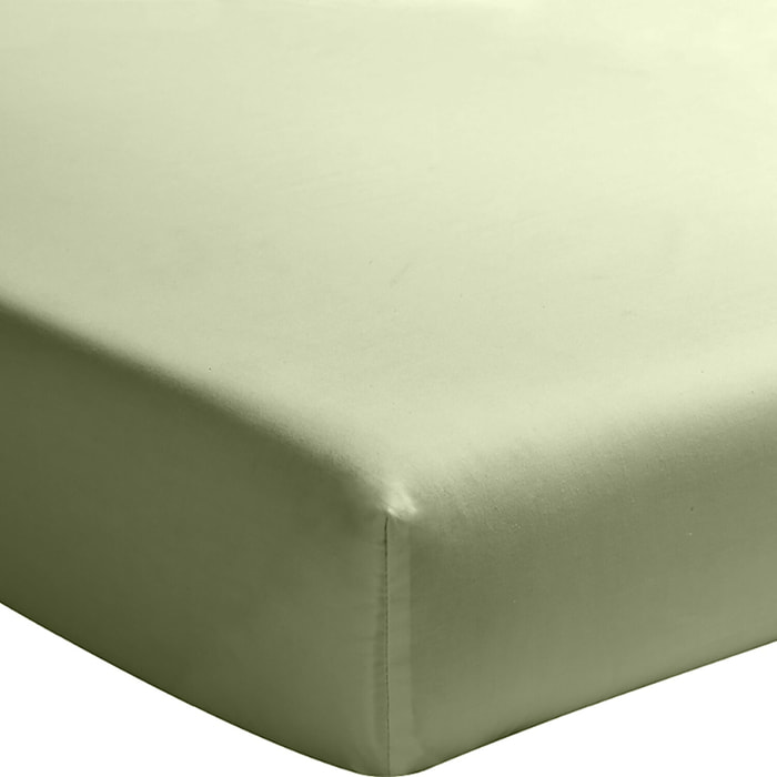 Drap Housse - Bonnet 30cm 100% Percale De Coton Lavé Vert D'eau
