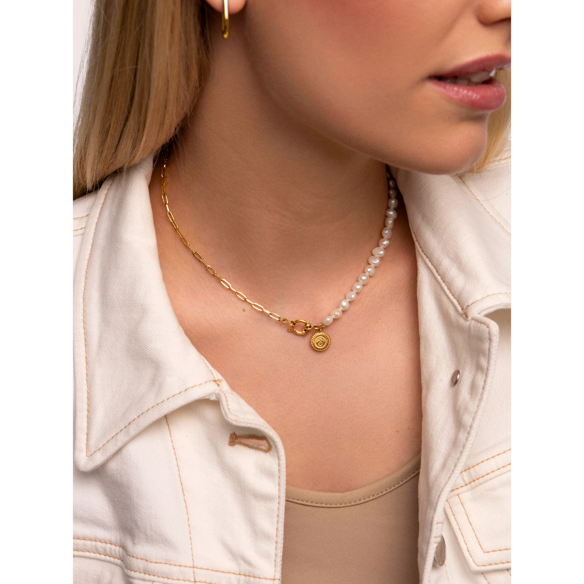 Collar Chic Pearl Acero Baño Oro