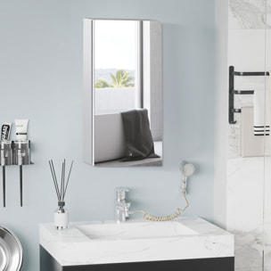 Armario de Baño con Espejo Puerta 2 Estantes de Almacenamiento 30x14x55 cm Plata