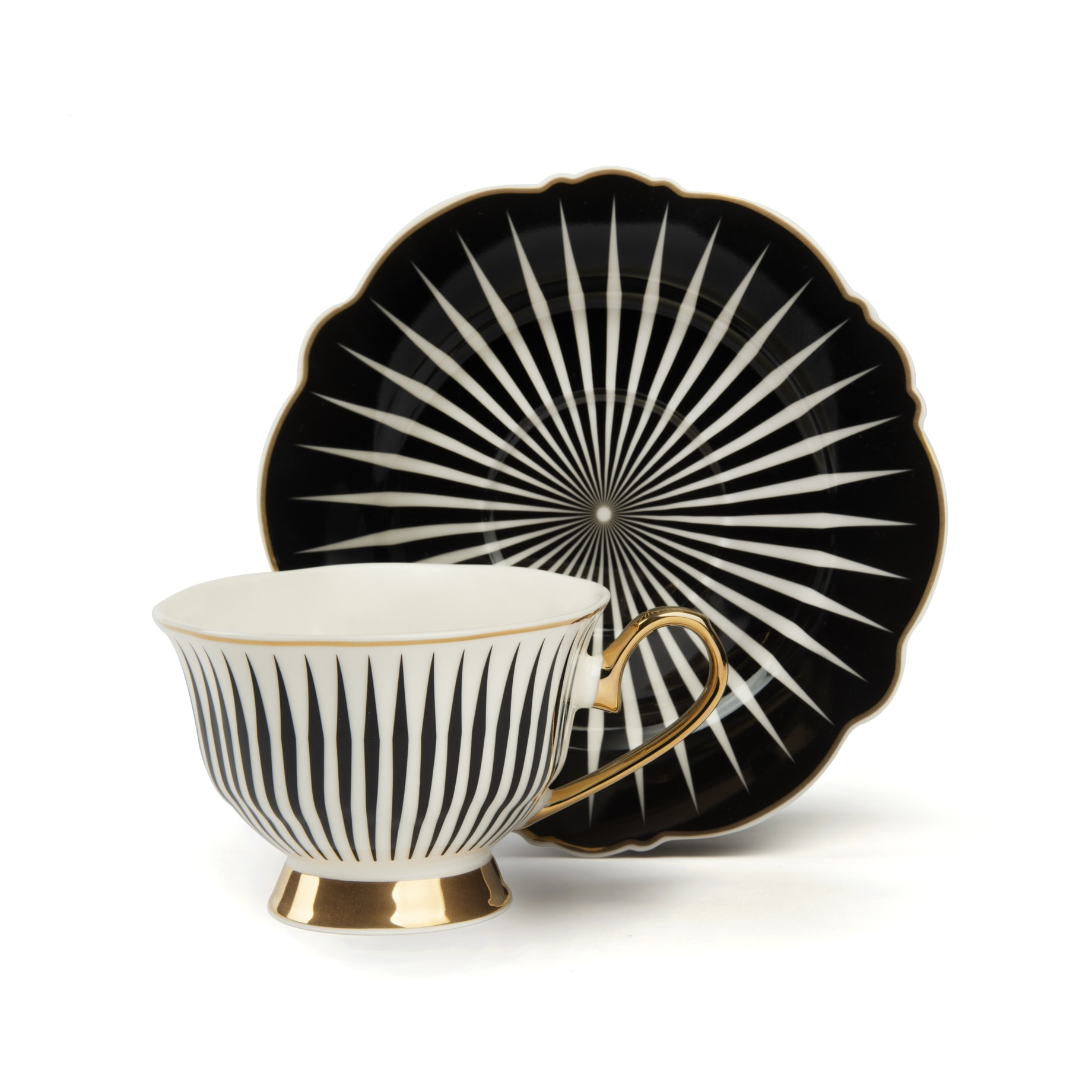 Set 4 Tasses à Thé avec Soucoupes Excelsa – Alice, New Bone China Multicolore