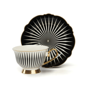 Set 4 Tasses à Thé avec Soucoupes Excelsa – Alice, New Bone China Multicolore