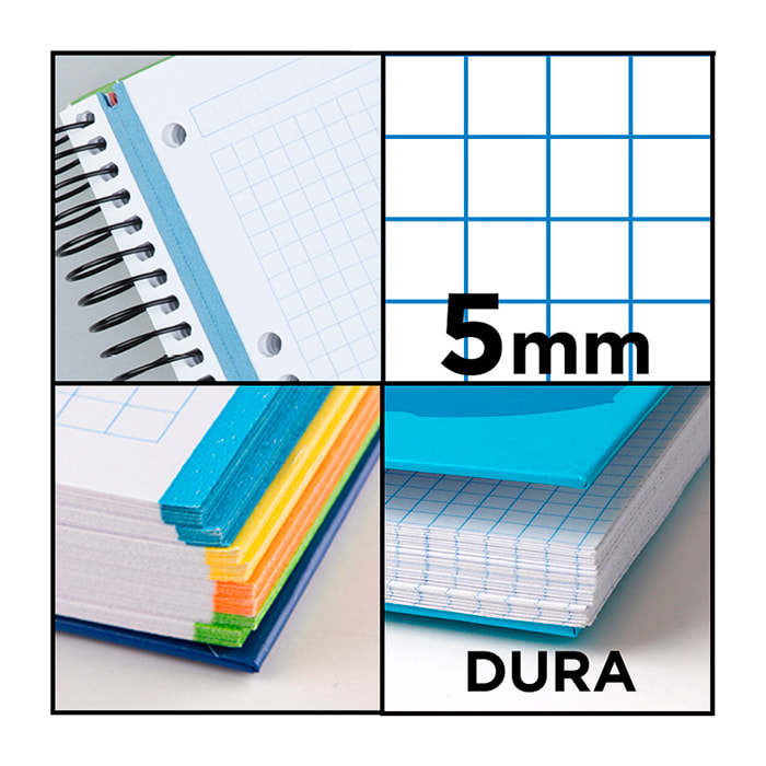 PACK 5 UNIDADES CUADERNO EXTRADURA A5 120 HOJAS CUADRÍCULA