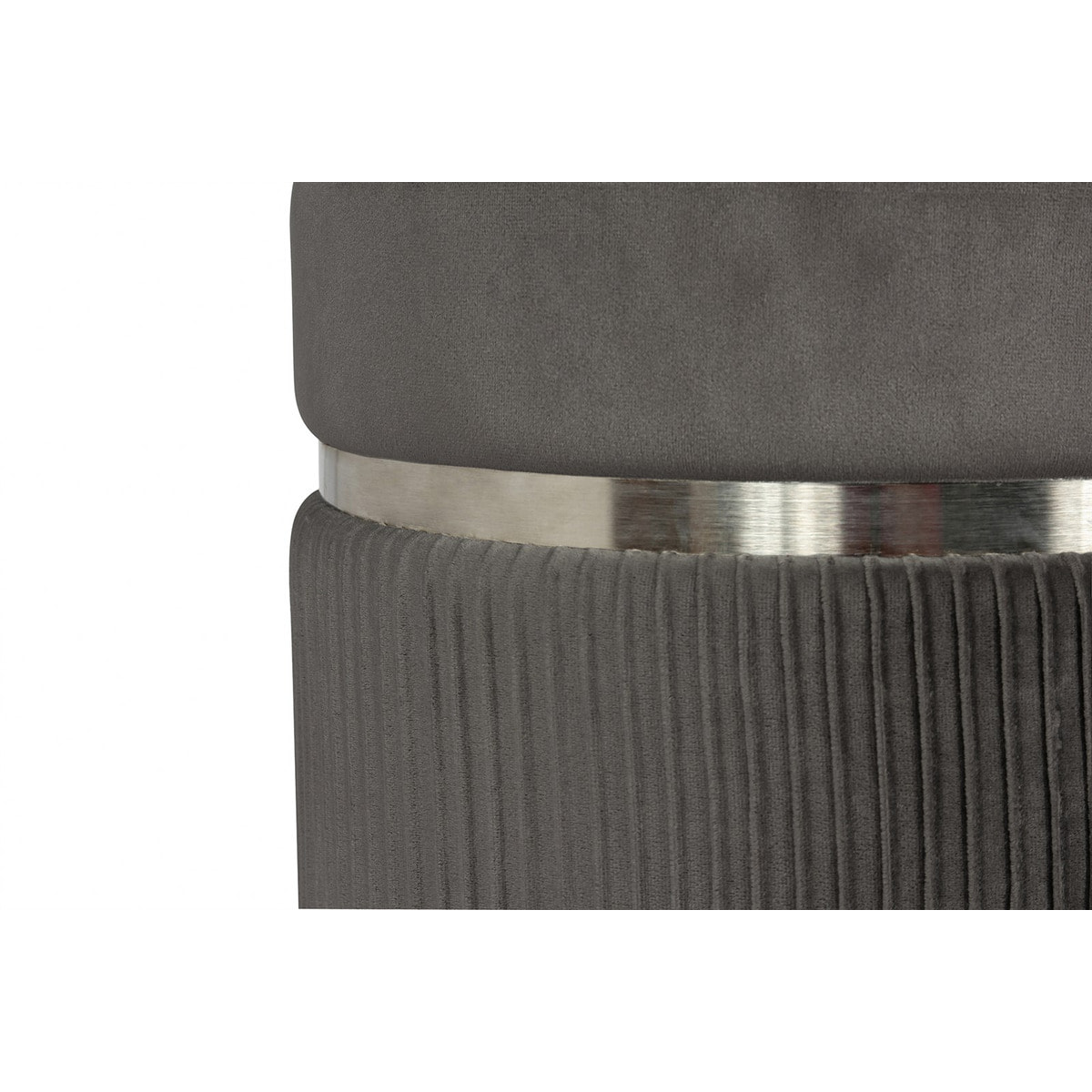 Set 2 Pouf Contenitori Zora in Velluto Grigio e Argento
