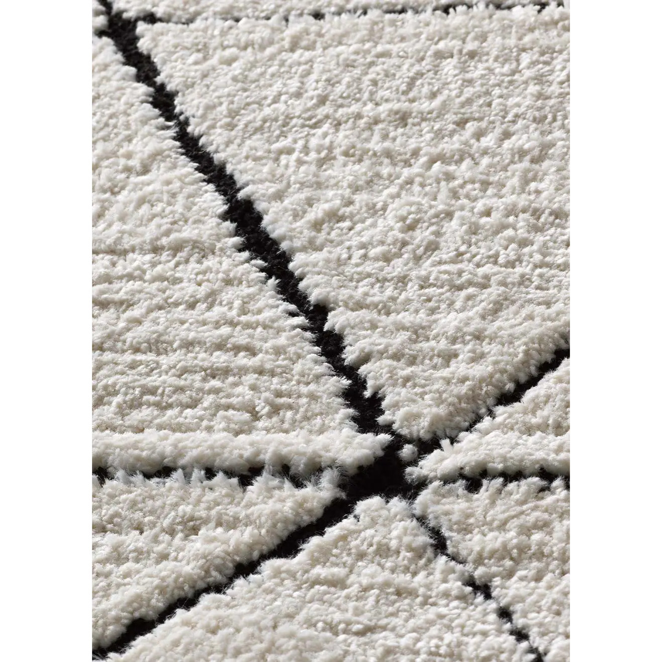 TURIN Alfombra geométrica con relieve en blanco y negro, varias medidas disponibles