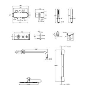 Colonne de douche encastrée thermostatique Grands Boulevards laiton brossé
