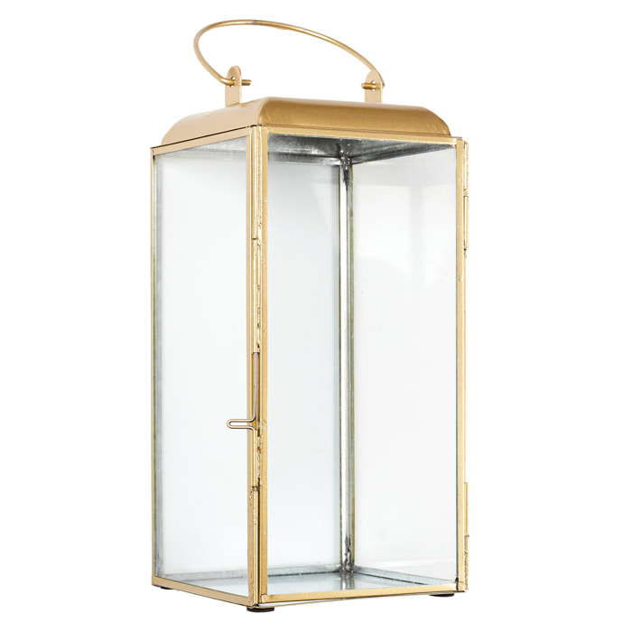 Lanterne Metal Dore Et Verre H30cm