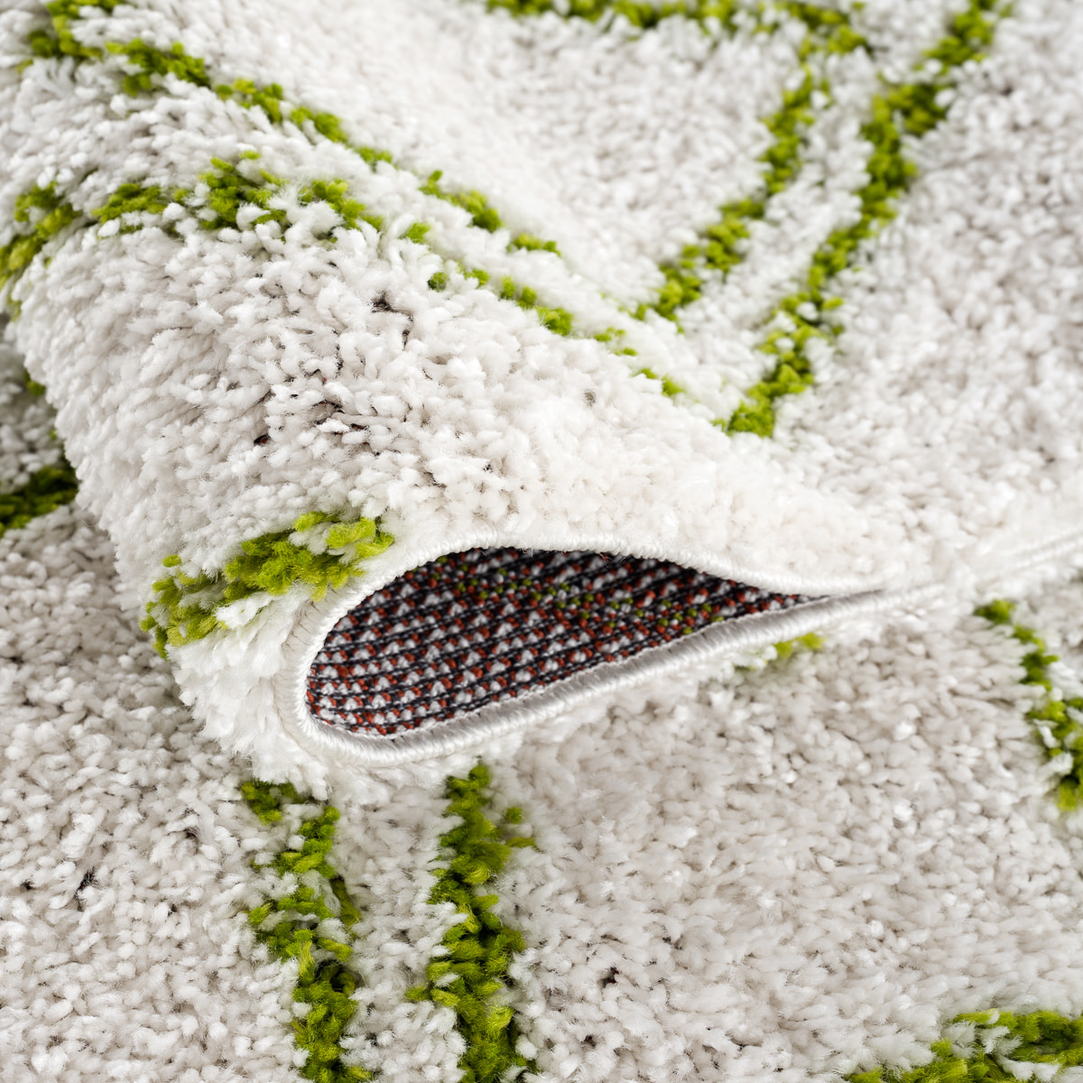 Terra - tapis shaggy de salon en laine artificielle vert prairie