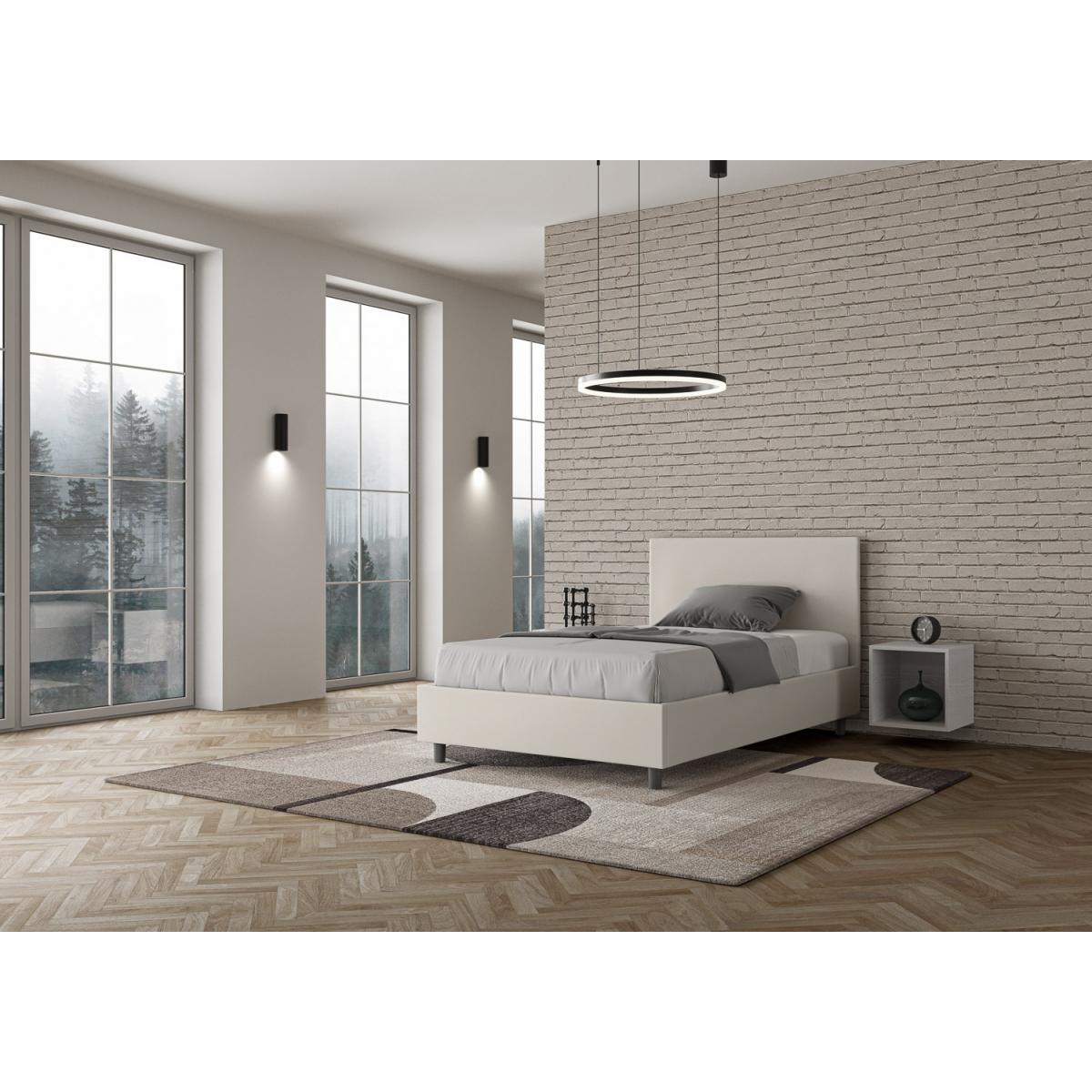 Letto contenitore imbottito 120x190 similpelle bianco APPIA