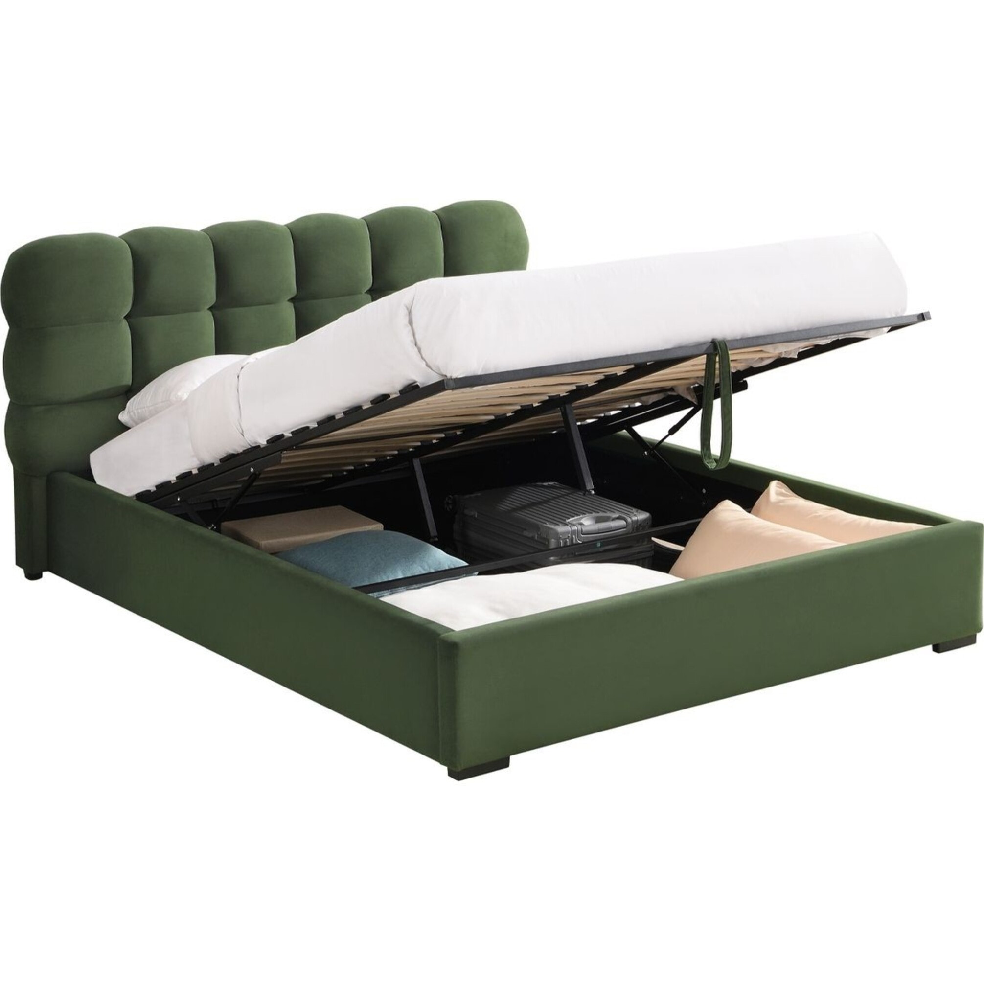 Lit coffre avec tête de lit en velours - LOLA