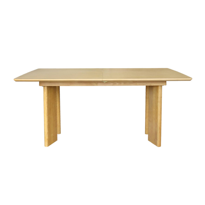 Table à manger rectangulaire extensible bois d'hévéa et placage chêne naturel 6-8 places 170-210cm - Albane