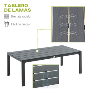 Conjunto de Muebles de Jardín 4 Piezas Mesa de Centro Banco de 2 Plazas y 2 Sillas con Cojines Desenfundables y Marco de Acero para Terraza Exterior 113x65x78 cm Gris