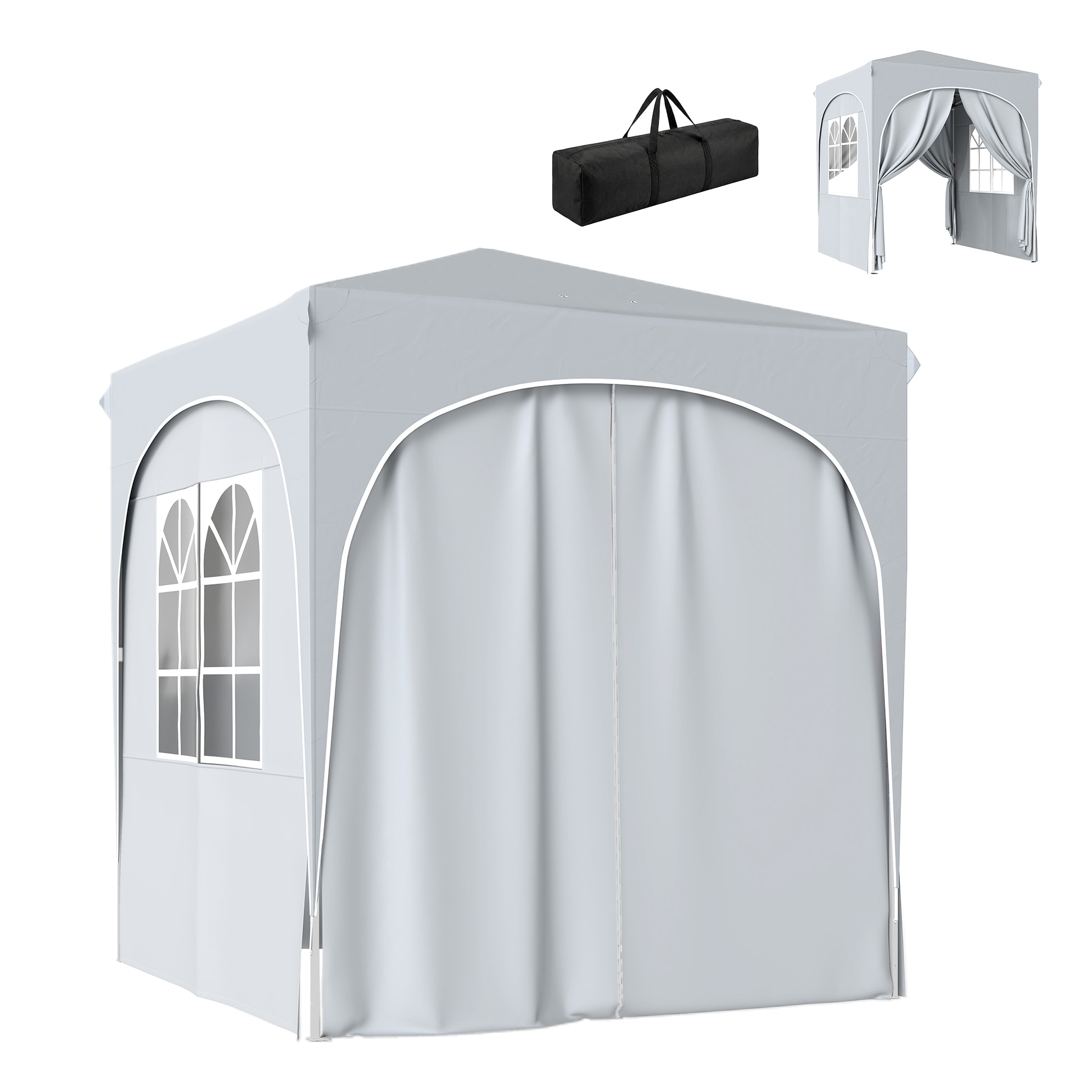 Tonnelle barnum pliable pop-up 2 x 2 m hauteur réglable gris clair