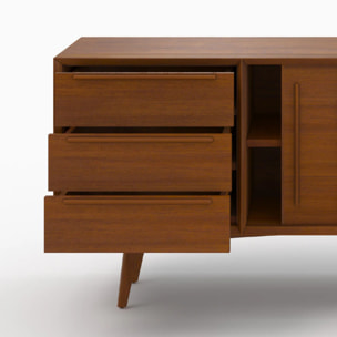 Buffet 2 portes coulissantes et 3 tiroirs en teck - Waya