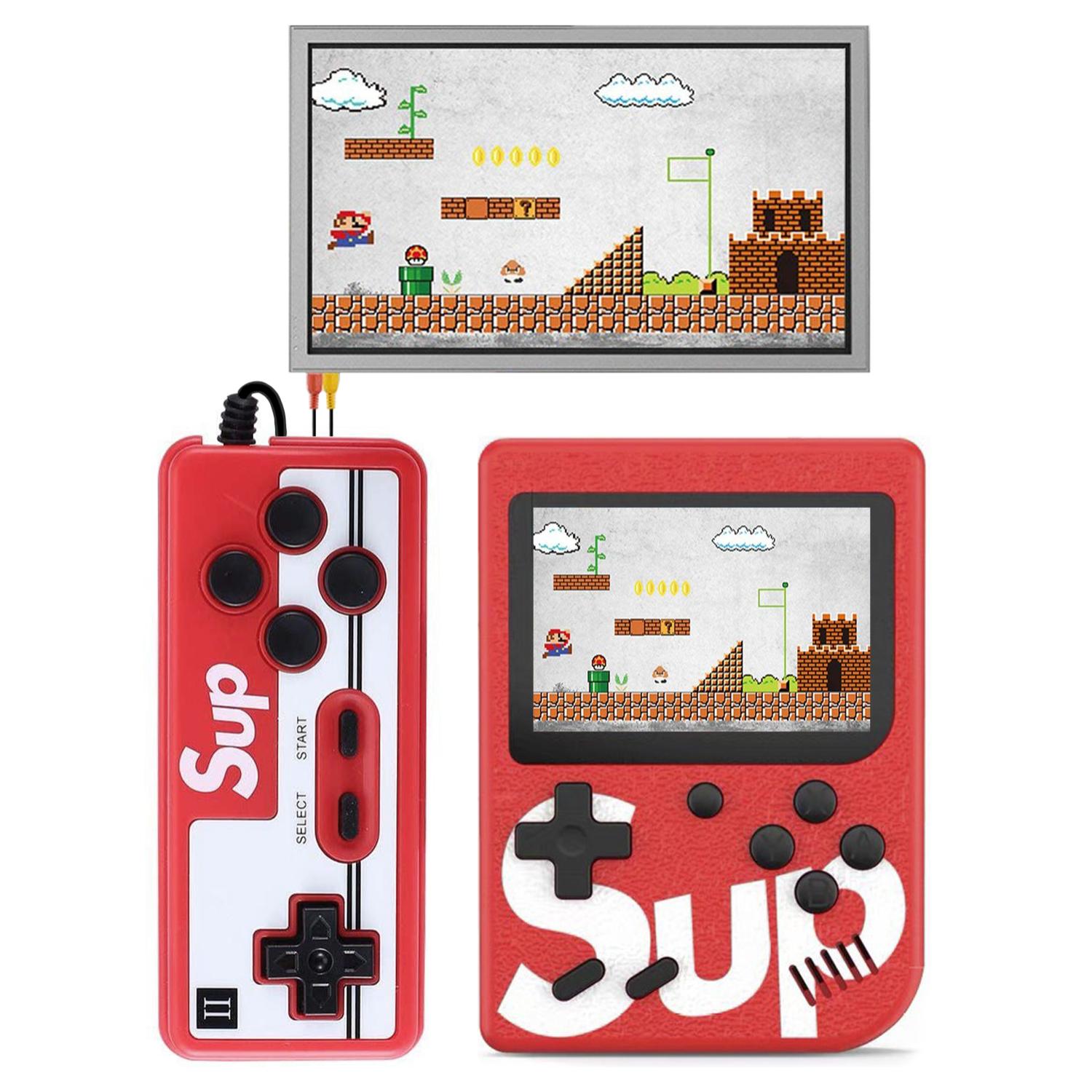 DAM Console per videogiochi retrò con schermo e 400 giochi inclusi. Include telecomando per 2 persone per giocare sulla TV. 7,8x2x11,5 cm. colore rosso