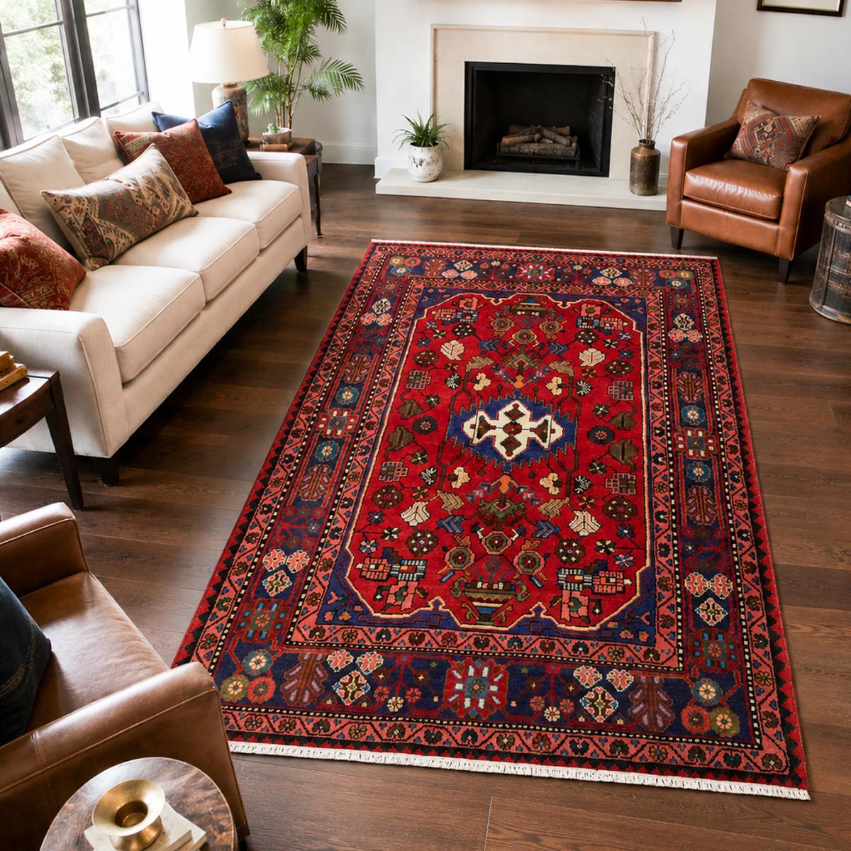 Tapis d'orient aux motifs orientaux, noué main, EGIG
