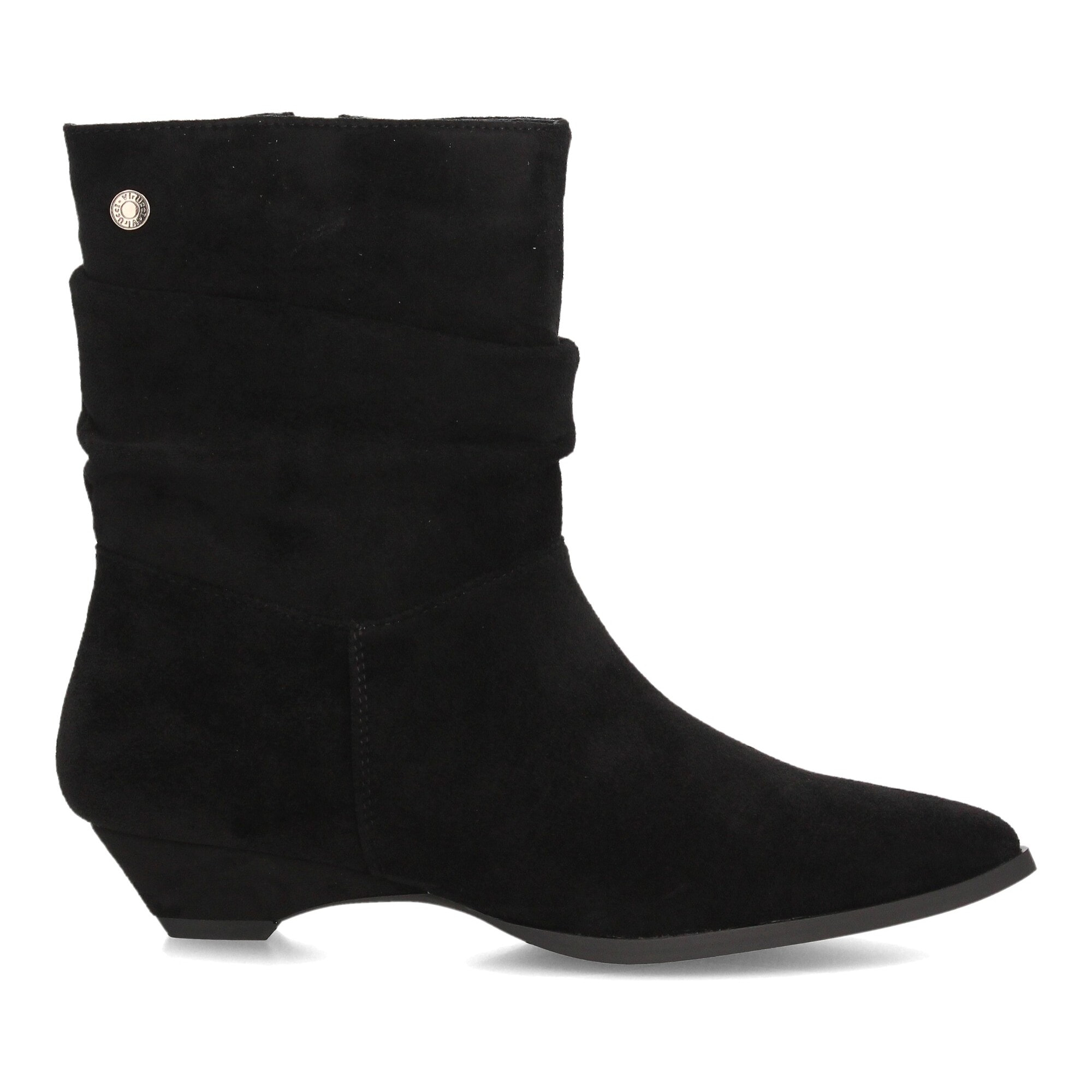 Botines fruncidos de tacón bajo para mujer