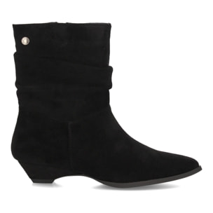Botines fruncidos de tacón bajo para mujer