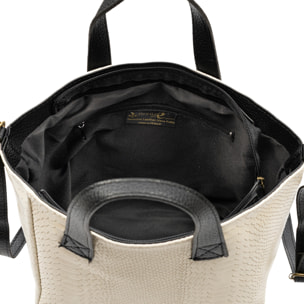 Cassandra Bolso tote Mujer. Piel auténtica Gamuza Grabado Serpiente