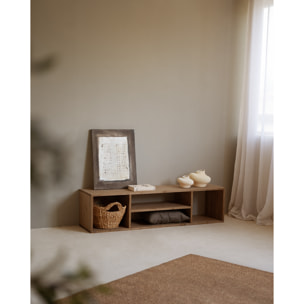 Meuble TV en bois massif ton chêne foncé 160x40cm Hauteur: 40 Longueur: 160 Largeur: 40