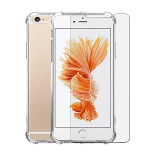 Coque iPhone 6/6S anti-choc transparente et vitre de protection en verre transparente