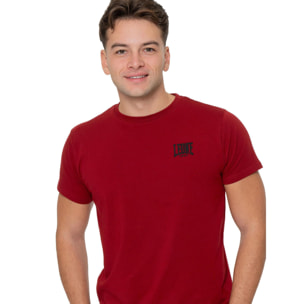 Camiseta de hombre de manga corta de algodón elástico con pequeño logo "Basic"