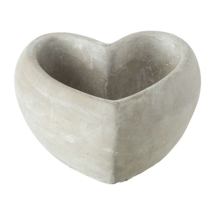 J-Line cache-pot Forme Coeur - ciment - gris - 2 pièces - Ø 17 cm