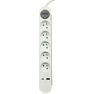 Multiprise ESSENTIELB 5 prises + port USB-C et USB-A 20W