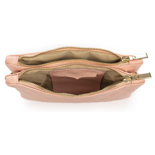 FIRENZE ARTEGIANI Arcole bolso bandolera mujer. Piel auténtica acabado Sauvage acolchado. Fabricado en Italia 22x5x13 Cm. Color: Rosa