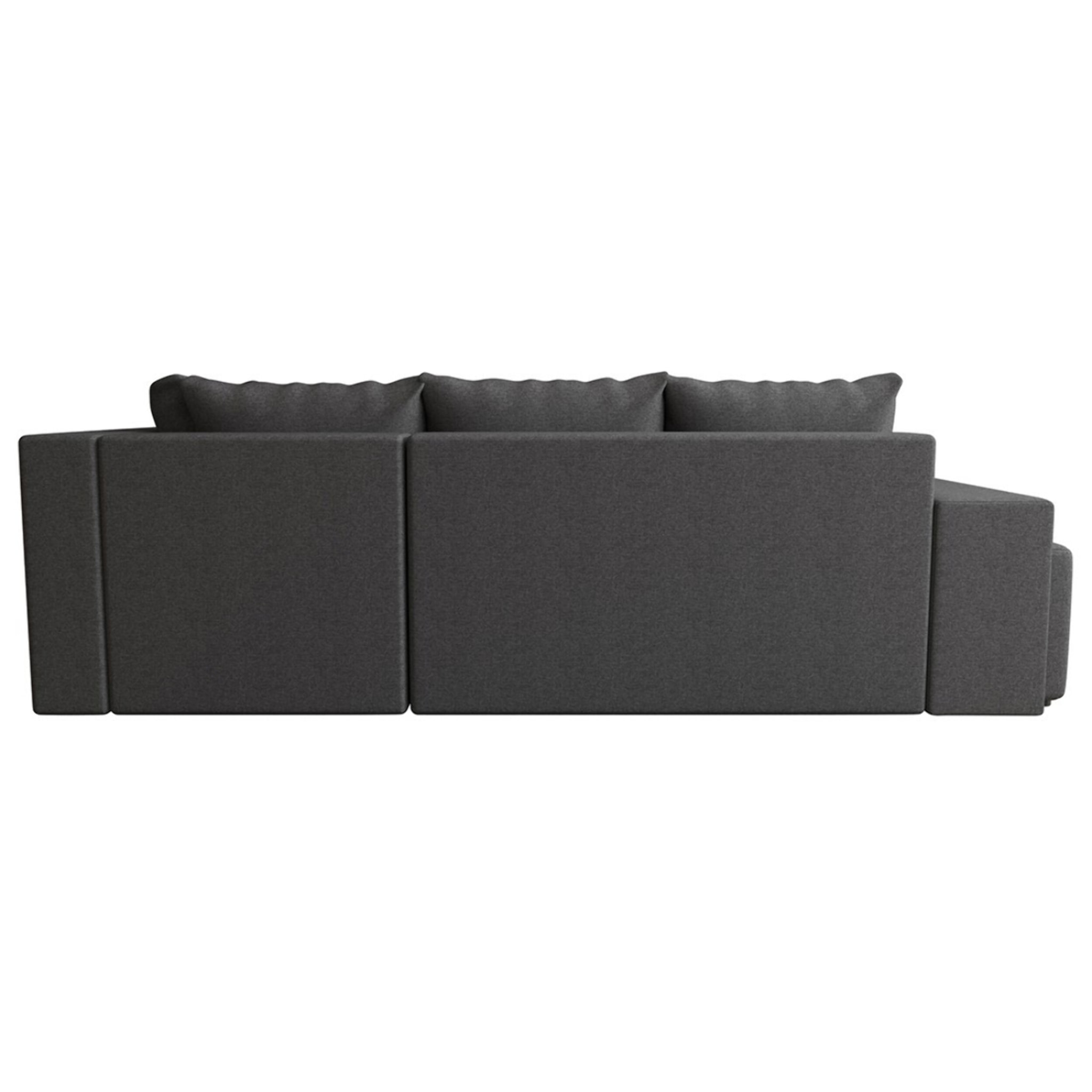 Libbie - Canapé d'angle droit 4 places convertible avec coffre, étagère et poufs en tissu - Gris Anthracite