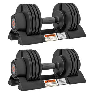 SPORTNOW Kit Pesi Regolabili con Porta Manubri e Impugnatura Antiscivolo, in Acciaio e ABS, 33x16x16 cm, Nero