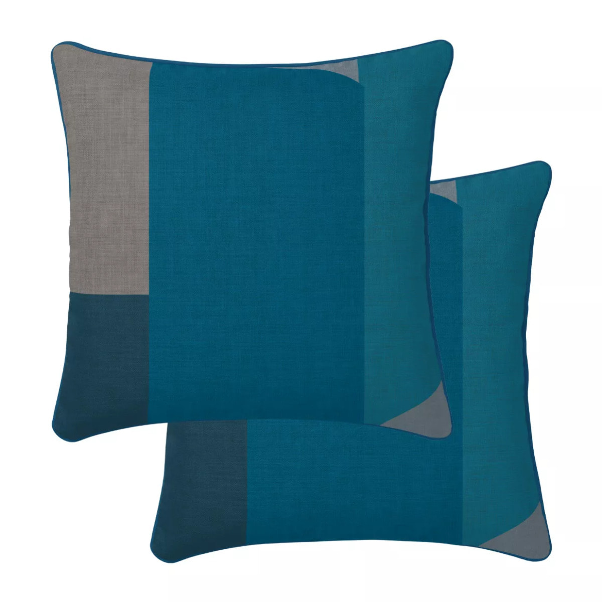 Lot h.couette +taies satin de coton imprimé bleu canard Livio petrole