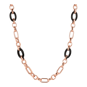 Collana Lunga Catena Figaro con Maglie Ovali in Onice Nero