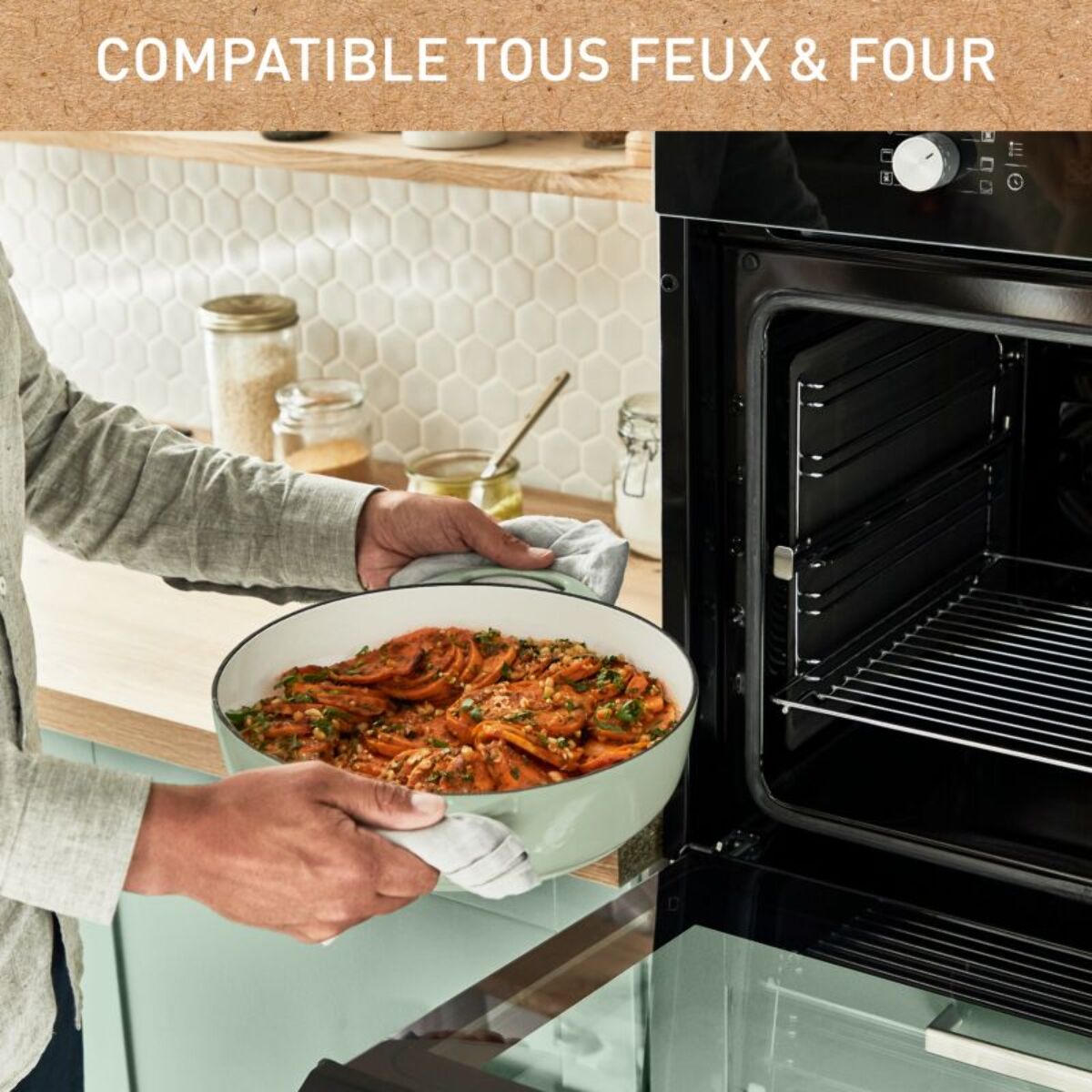 Cocotte TEFAL Fonte LOV sauteuse 28cm vert