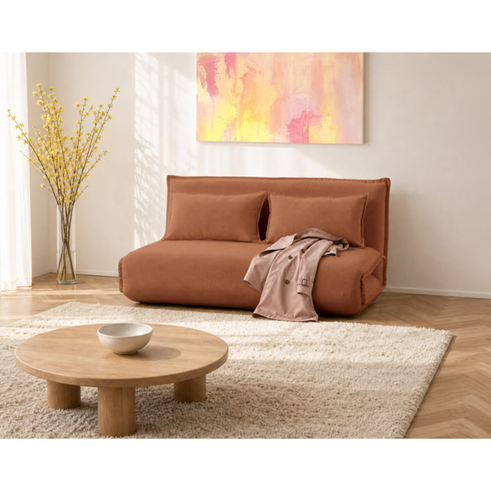 Candice - Banquette 2 places convertible clic-clac en velours côtelé - Terracotta