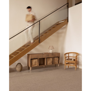 Aparador con 4 cajones de chapa de madera de fresno natural en tono avellana de 176x40cm Alto: 75 Largo: 176 Ancho: 40