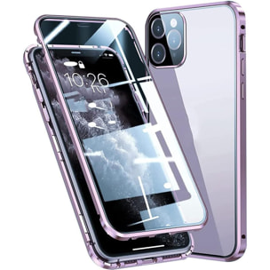 Coque 360 intégrale aimanté mauve et transparente Compatible avec les téléphones de la marque Apple iPhone 14