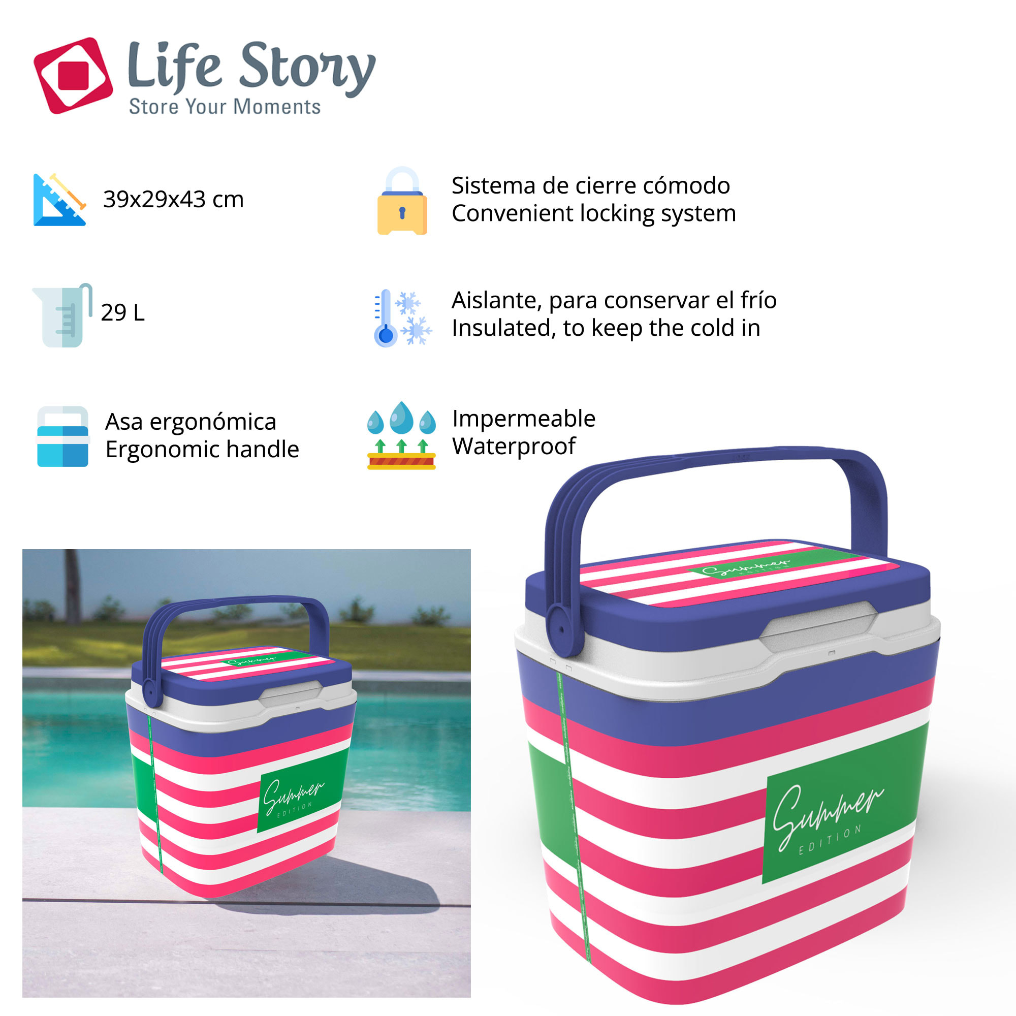 Nevera life story  pink navy