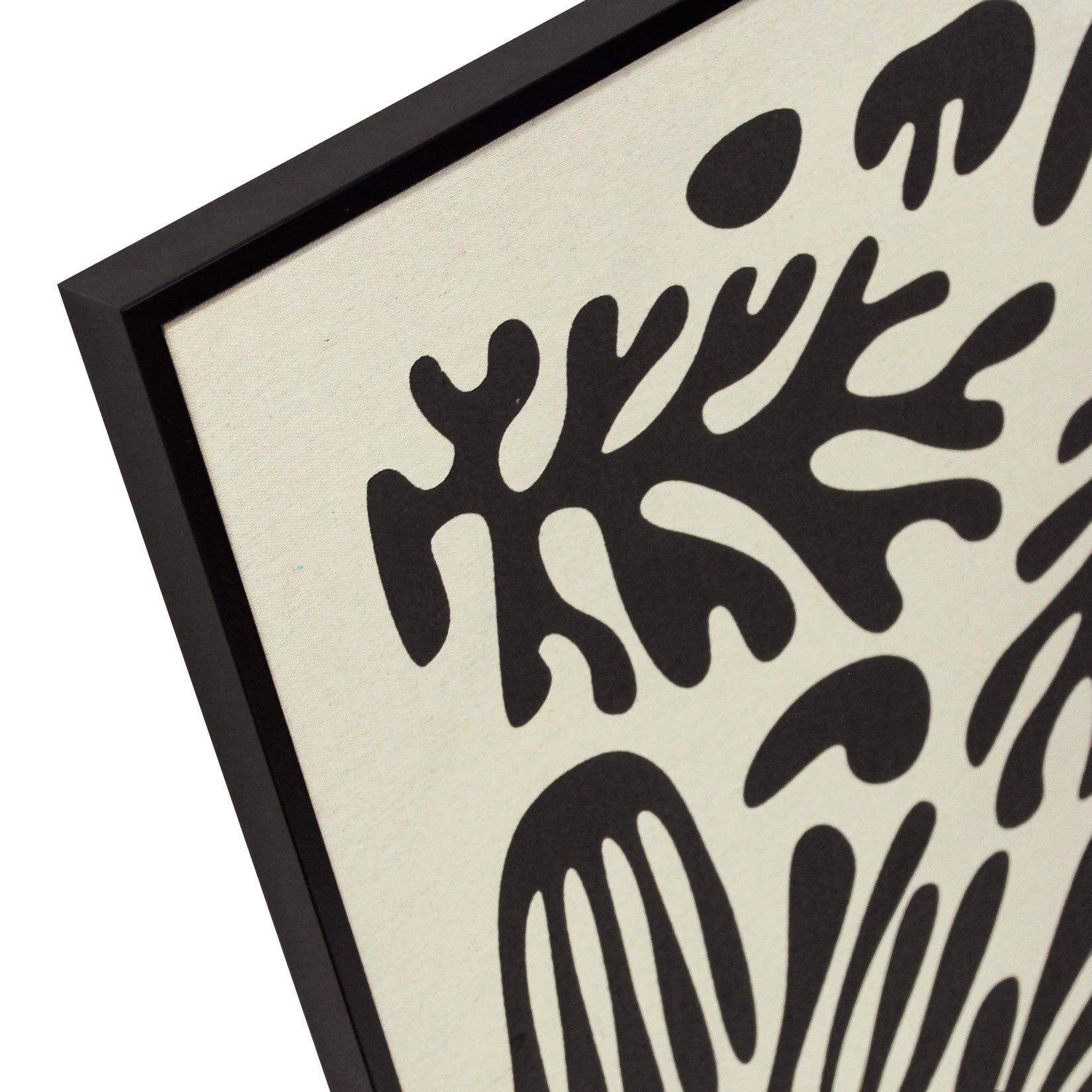 Cuadro Linen lino impresión 3D abstracto beige-negro 72x52x4 cm