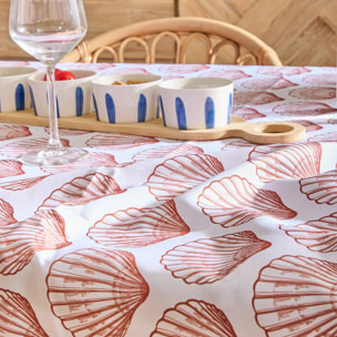 Nappe Oceania 300x150cm terracotta imprimé coquillage