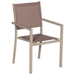 Salon de jardin BARI en textilène taupe 8 places - aluminium taupe