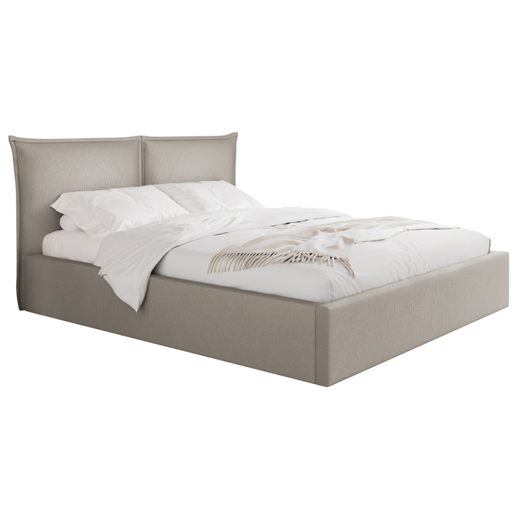 John - lit coffre - 160x200 cm - en velours - sommier inclus - Taupe
