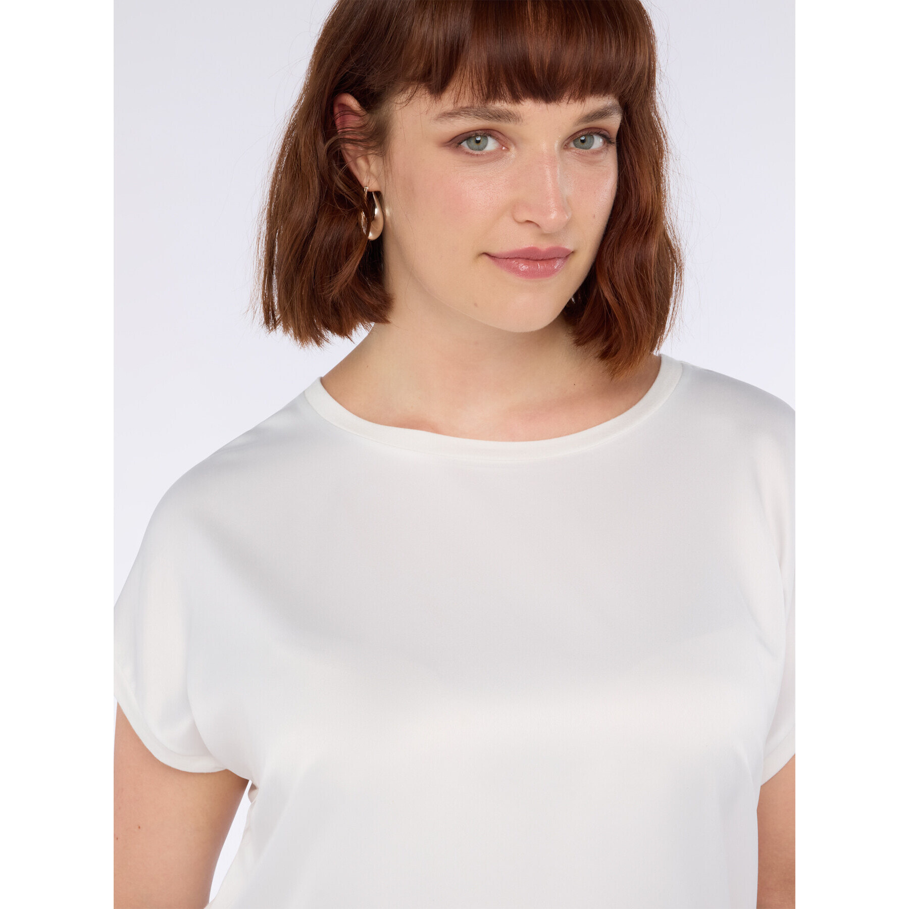 Fiorella Rubino - Camiseta bimatérica con cuello redondo - Blanco