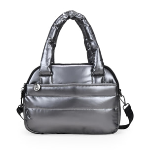 Bolso plomo acolchado con doble cremallera