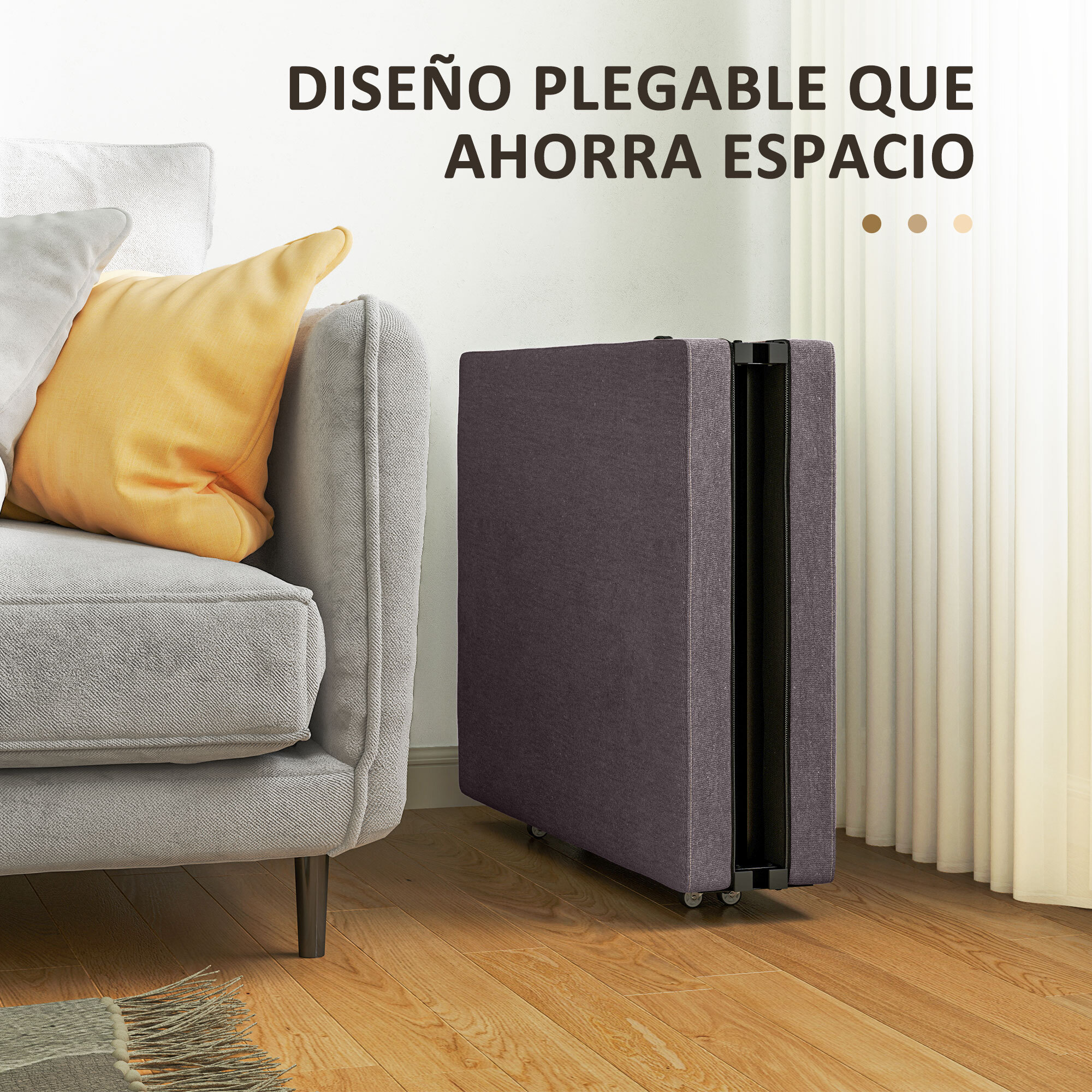 Cama Plegable 70x180 cm con Colchón de Espuma Mueble Cama Plegable con Respaldo Ajustable en 5 Posiciones y Ruedas Cama de Invitados Carga 120 kg