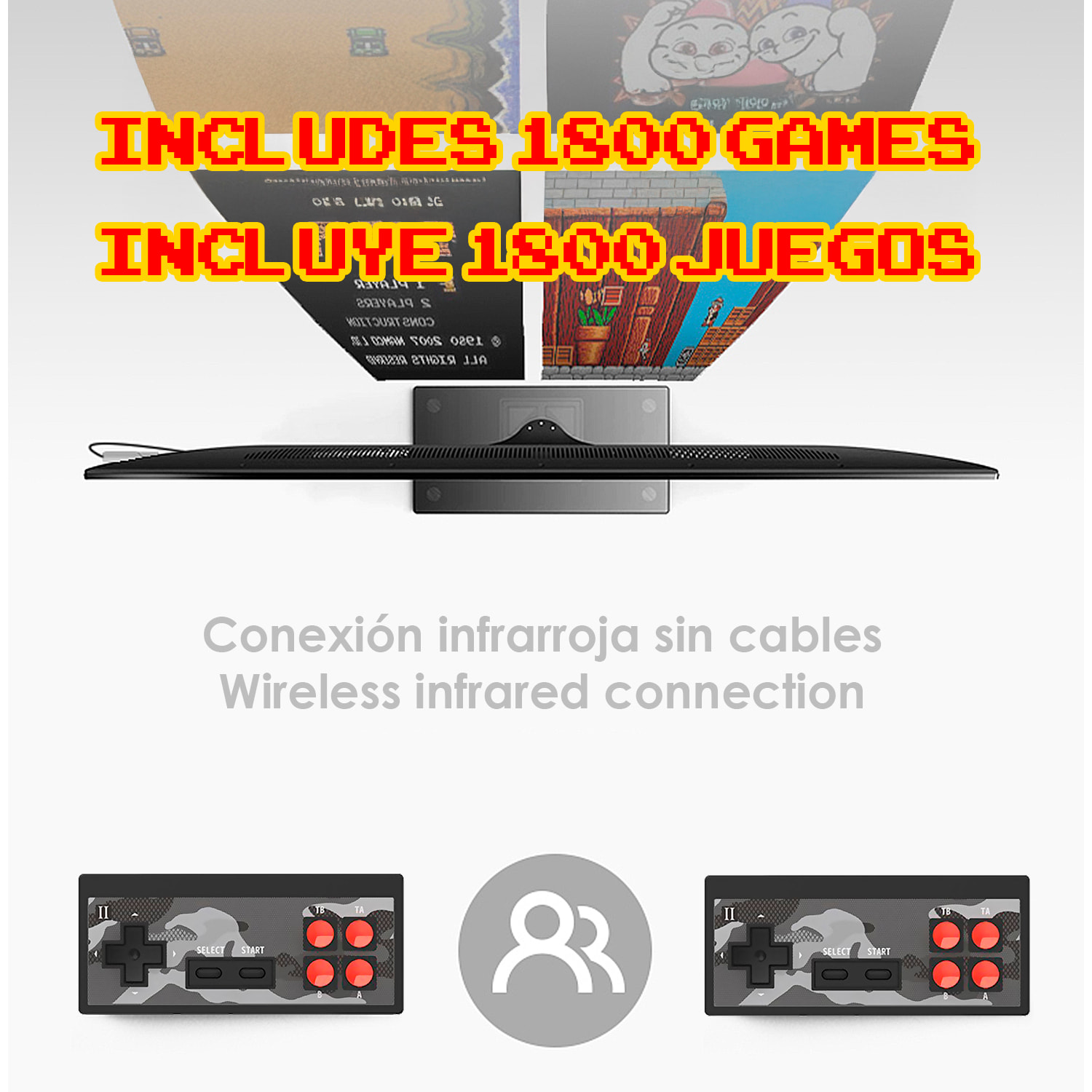 Console per videogiochi Y2 PLUS connessione al tuo schermo TV. Supporta 4K. Include 1800 giochi.
