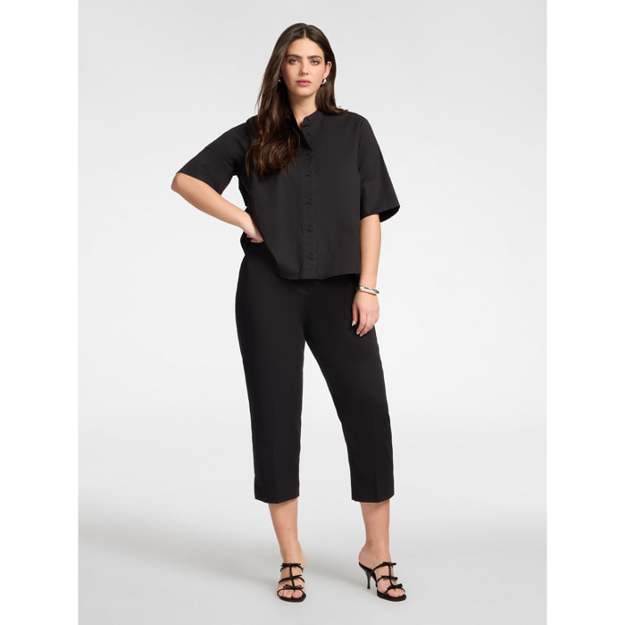 Elena Mirò - Pantalones rectos en raso stretch - Negro