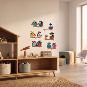 Stickers Muraux décoration adhésifs hiboux pirates sur branches
